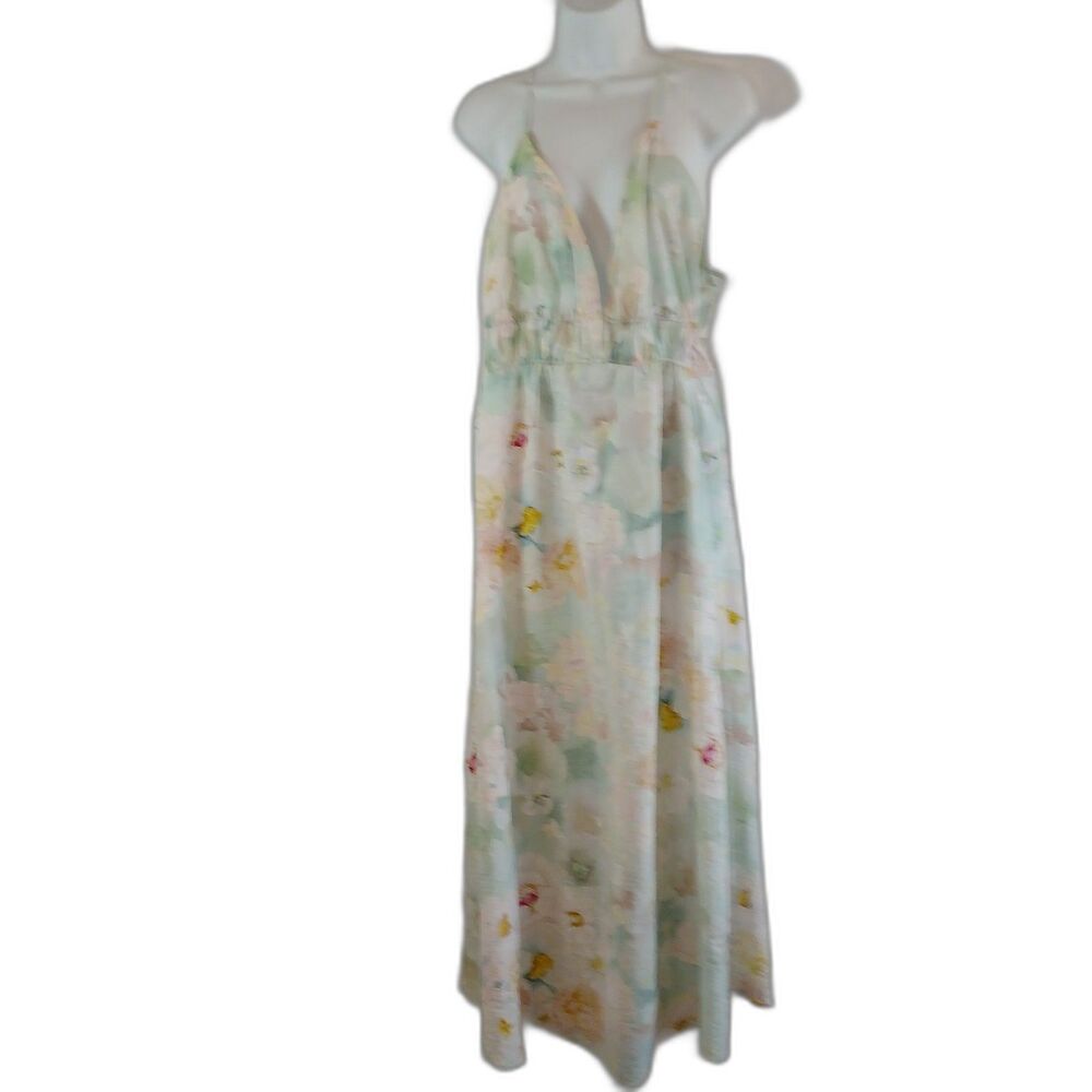 H & M Dress White Floral Maxi Babydoll  Sz XXL  Work Travel Costal Beach